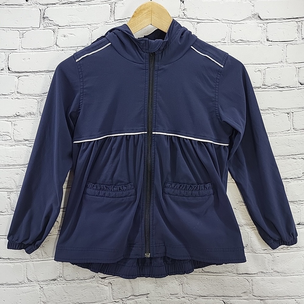 Hanna Andersson Jacket Girls Sz 130 Blue Hooded Zip Up‎ Size 8